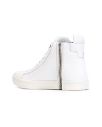 weiße hohe Sneakers aus Leder von Diesel