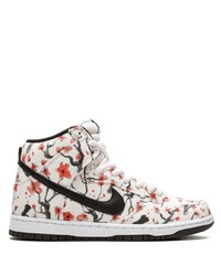 weiße hohe Sneakers aus Segeltuch mit Blumenmuster von Nike
