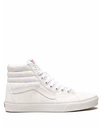 weiße hohe Sneakers aus Segeltuch mit Karomuster von Vans