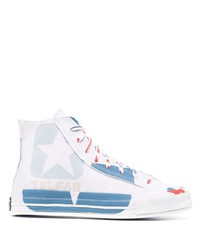 weiße hohe Sneakers aus Segeltuch mit Sternenmuster von Telfar