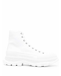 weiße hohe Sneakers aus Segeltuch von Alexander McQueen
