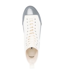 weiße hohe Sneakers aus Segeltuch von Jil Sander