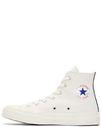 weiße hohe Sneakers aus Segeltuch von Comme des Garcons