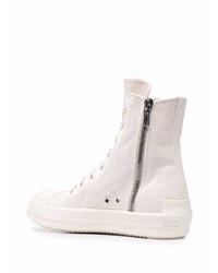 weiße hohe Sneakers aus Segeltuch von Rick Owens DRKSHDW