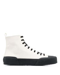 weiße hohe Sneakers aus Segeltuch von Jil Sander
