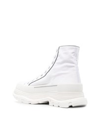 weiße hohe Sneakers aus Segeltuch von Alexander McQueen