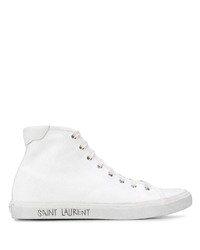 weiße hohe Sneakers aus Segeltuch von Saint Laurent