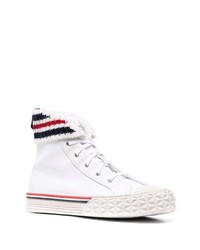 weiße hohe Sneakers aus Segeltuch von Thom Browne