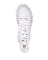 weiße hohe Sneakers aus Segeltuch von Alexander McQueen