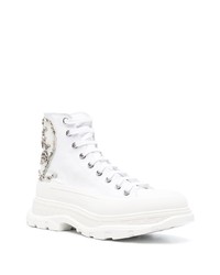 weiße hohe Sneakers aus Segeltuch von Alexander McQueen