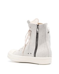 weiße hohe Sneakers aus Segeltuch von Rick Owens DRKSHDW