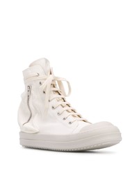 weiße hohe Sneakers aus Segeltuch von Rick Owens DRKSHDW