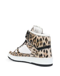 weiße hohe Sneakers mit Leopardenmuster von Roberto Cavalli