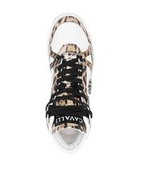 weiße hohe Sneakers mit Leopardenmuster von Roberto Cavalli