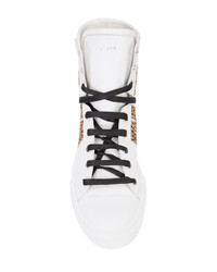 weiße hohe Sneakers mit Leopardenmuster von Amiri