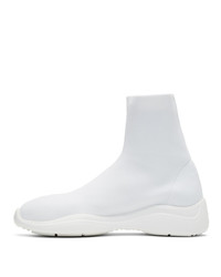 weiße hohe Sneakers von Prada