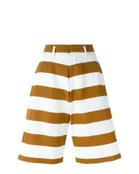 weiße horizontal gestreifte Bermuda-Shorts