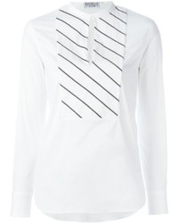 weiße horizontal gestreifte Bluse von Brunello Cucinelli