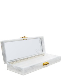 weiße horizontal gestreifte Clutch von Edie Parker