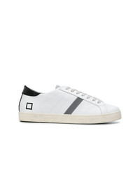 weiße horizontal gestreifte Leder niedrige Sneakers von D.A.T.E