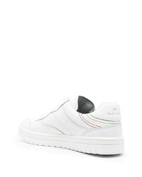 weiße horizontal gestreifte Leder niedrige Sneakers von PS Paul Smith
