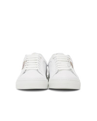 weiße horizontal gestreifte Leder niedrige Sneakers von Paul Smith