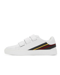 weiße horizontal gestreifte Leder niedrige Sneakers von Etro