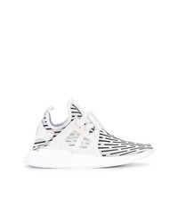 weiße horizontal gestreifte niedrige Sneakers von adidas