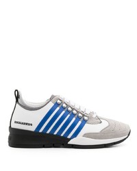 weiße horizontal gestreifte niedrige Sneakers von DSQUARED2