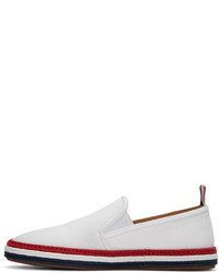 weiße horizontal gestreifte Segeltuch Espadrilles von Thom Browne