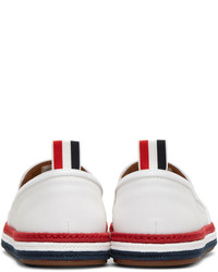 weiße horizontal gestreifte Segeltuch Espadrilles von Thom Browne