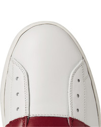 weiße horizontal gestreifte Slip-On Sneakers aus Leder von Valentino