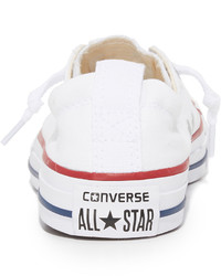 weiße horizontal gestreifte Slip-On Sneakers aus Segeltuch von Converse