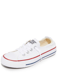 weiße horizontal gestreifte Slip-On Sneakers aus Segeltuch von Converse