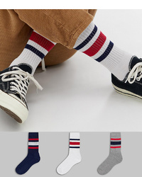 weiße horizontal gestreifte Socken von ASOS DESIGN