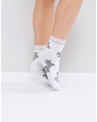 weiße horizontal gestreifte Socken von Asos
