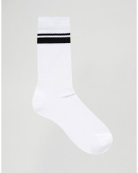 weiße horizontal gestreifte Socken von Asos