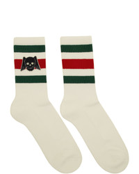 weiße horizontal gestreifte Socken von Gucci