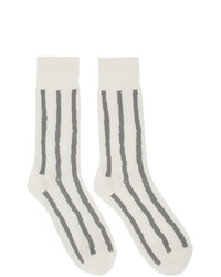 weiße horizontal gestreifte Socken von Issey Miyake Men