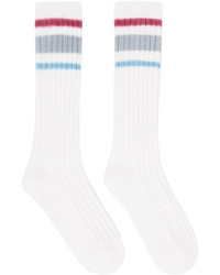 weiße horizontal gestreifte Socken von Sacai