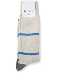 weiße horizontal gestreifte Socken von Paul Smith