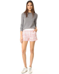weiße horizontal gestreifte Tweed Shorts von Moschino