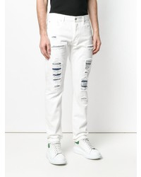 weiße Jeans mit Destroyed-Effekten von Alexander McQueen