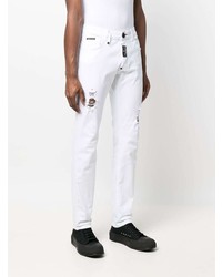 weiße Jeans mit Destroyed-Effekten von Philipp Plein