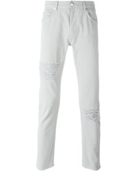 weiße Jeans mit Destroyed-Effekten von Helmut Lang