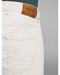 weiße Jeans mit Destroyed-Effekten von Jack & Jones