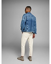 weiße Jeans mit Destroyed-Effekten von Jack & Jones