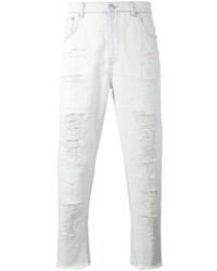 weiße Jeans mit Destroyed-Effekten von Versus