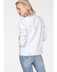 weiße Jeansjacke mit Destroyed-Effekten von AJC