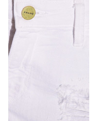 weiße Jeansshorts mit Destroyed-Effekten von Frame Denim